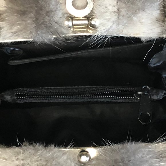 Genuine Grey Mink Fur Hand Bag - Purse - Picture 8 of 8